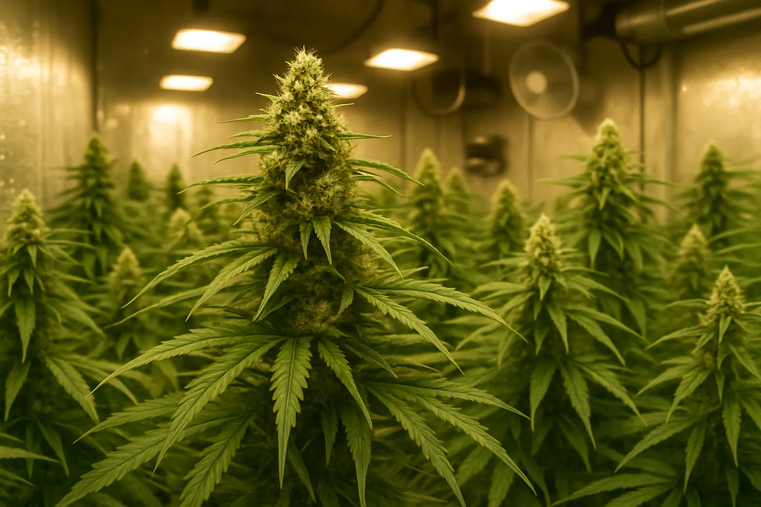 Cannabis plants thriving in high humidity conditions