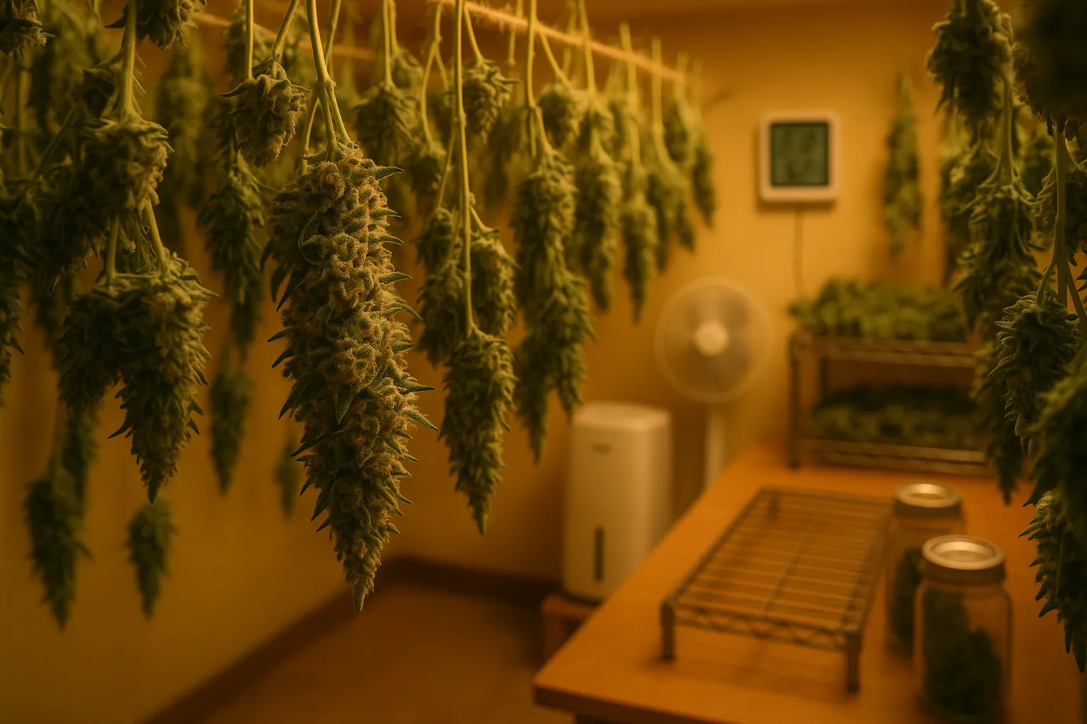 Cannabis drying chart for temperature and humidity control