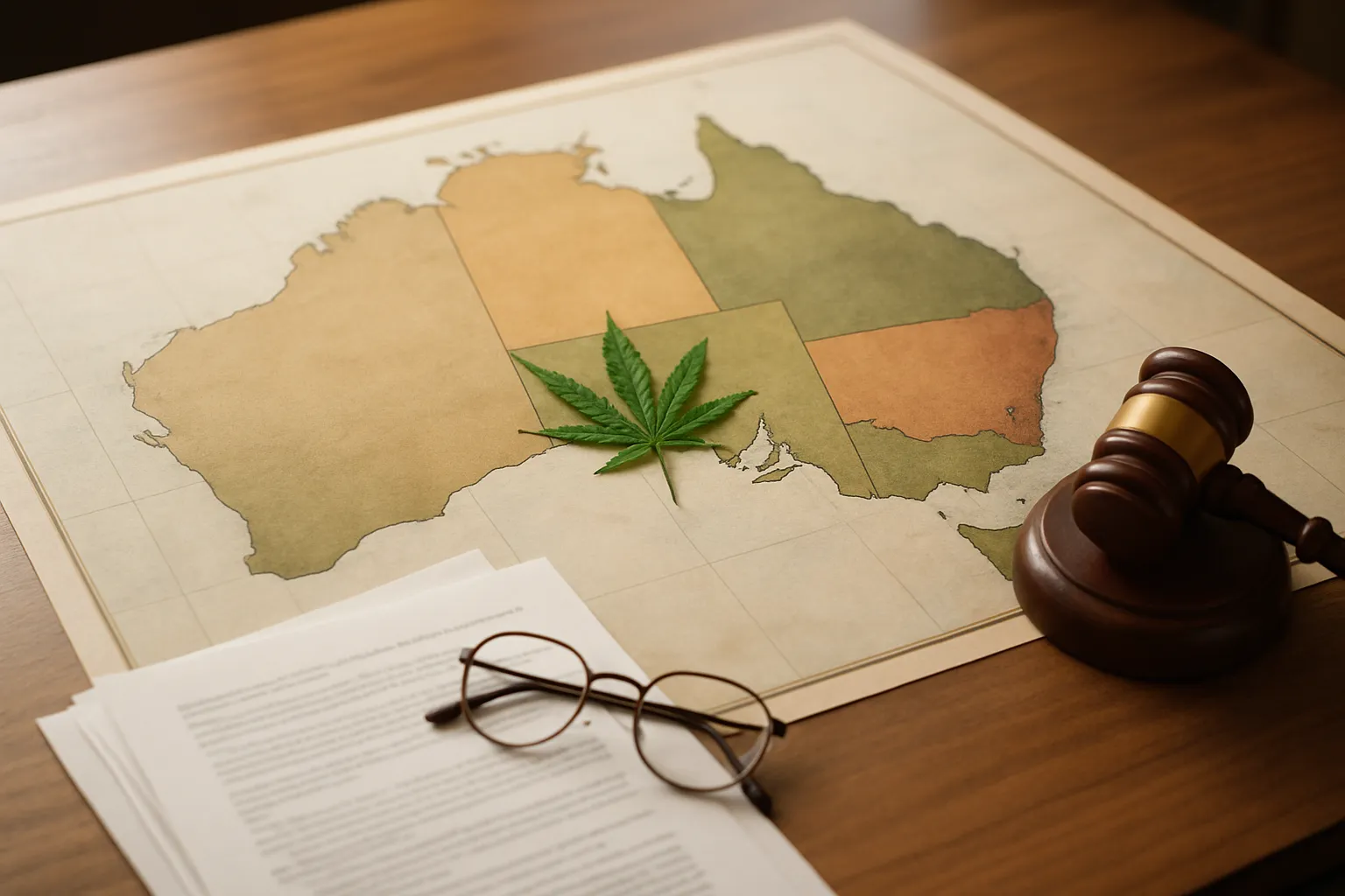 Map illustrating cannabis laws by Australian state