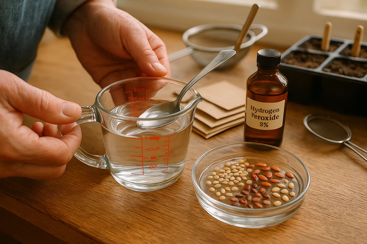 Using hydrogen peroxide solution to germinate seeds