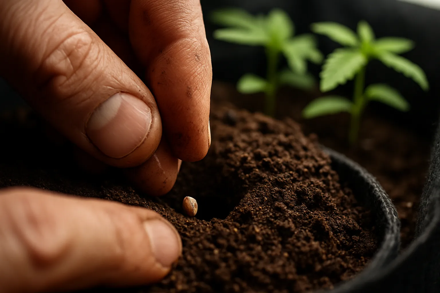 Planting cannabis seeds directly in soil