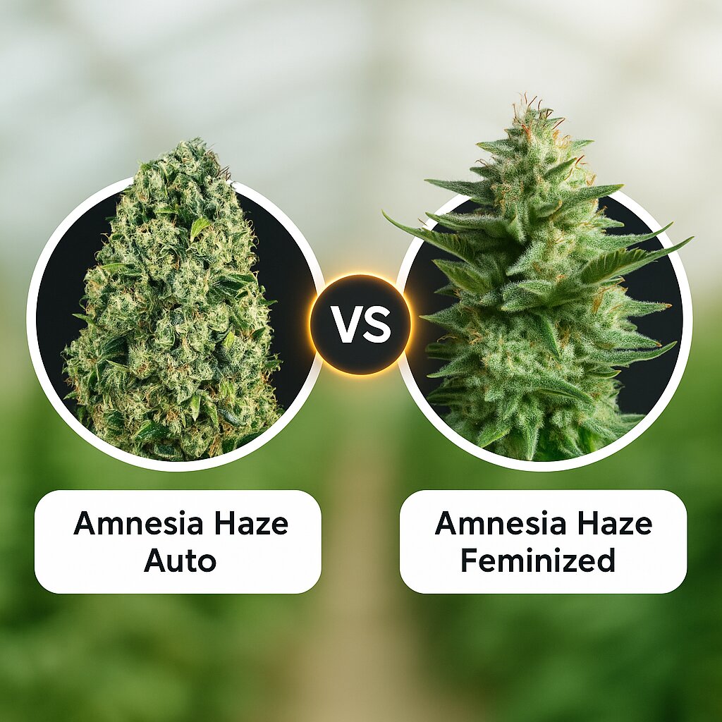 Amnesia Haze Auto (Vision Seeds) vs Amnesia Haze (Royal Queen Seeds) cannabis seeds comparison