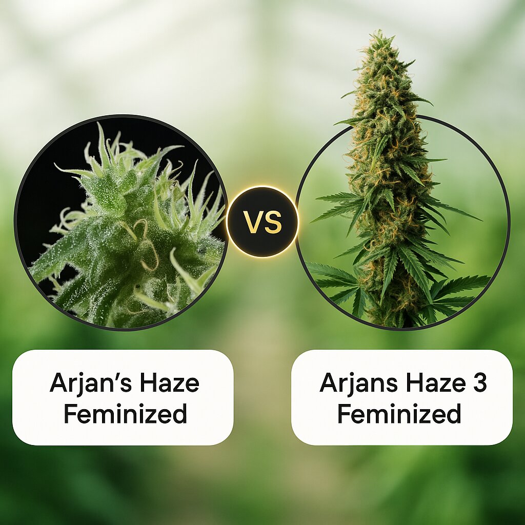 Arjans Haze (Greenhouse Seed Co) vs Arjans Haze 3 (Greenhouse Seed Co) cannabis seeds comparison
