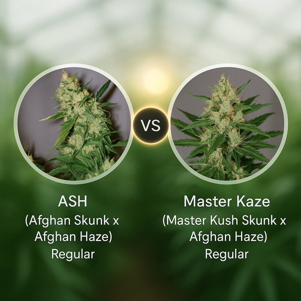 ASH (Afghan Skunk x Afghan Haze) (Mr Nice Seedbank) vs Master Kaze (Master Kush Skunk x Afghan Haze) (Mr Nice Seedbank) cannabis seeds comparison