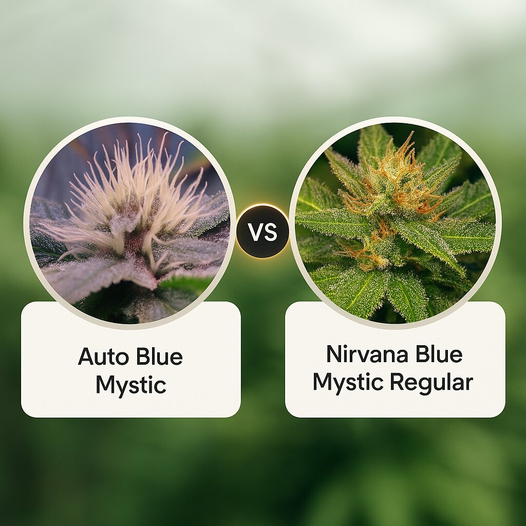 Auto Blue Mystic (Nirvana Seeds) vs Nirvana Blue Mystic (Nirvana Seeds) cannabis seeds comparison
