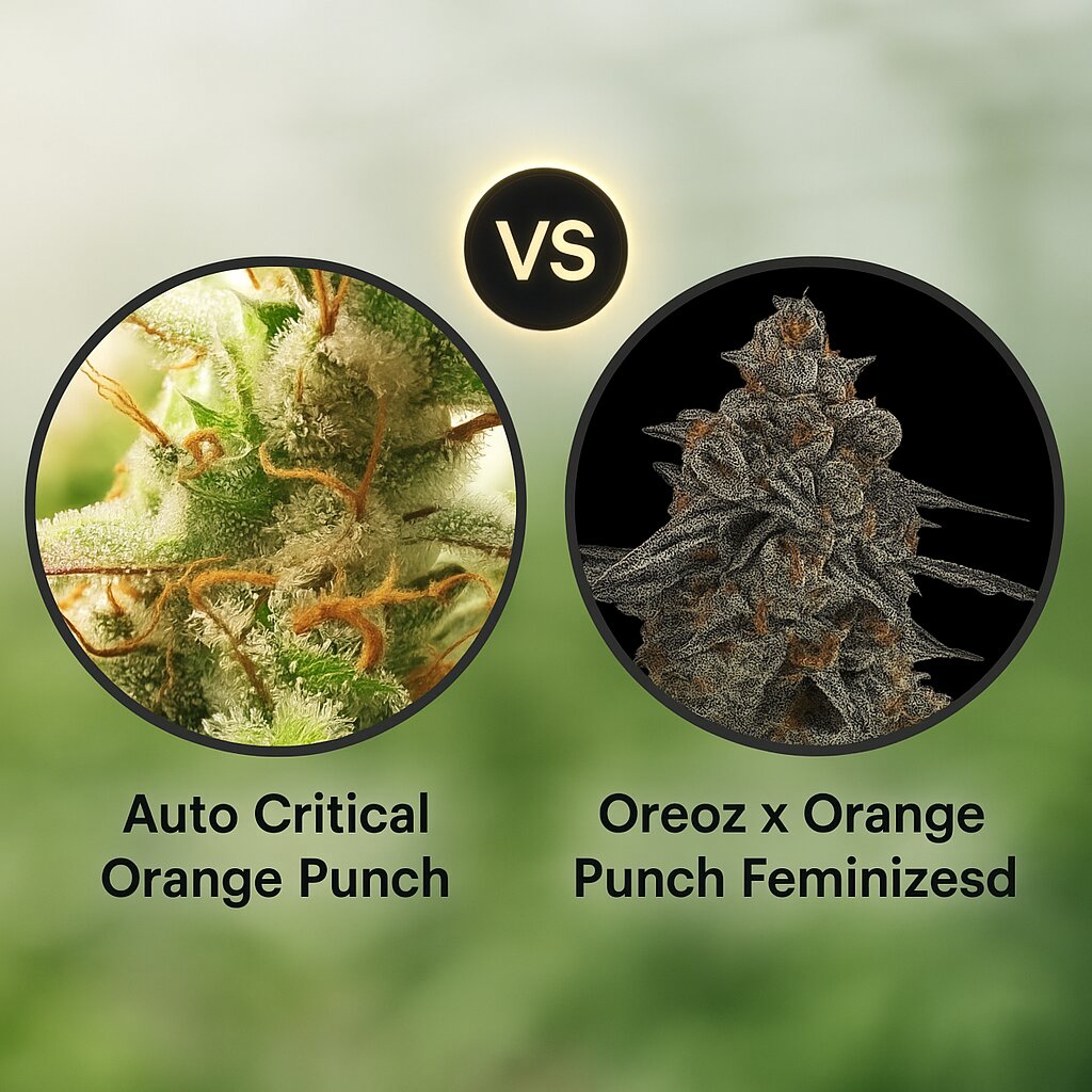Auto Critical Orange Punch (Dutch Passion) vs Oreoz x Orange Punch (Terp Treez Co) cannabis seeds comparison