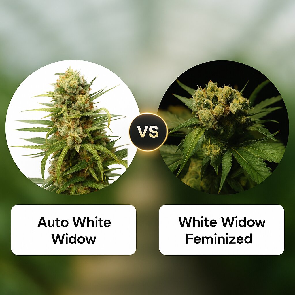 Auto White Widow (Dutch Passion) vs White Widow (Bulldog Seeds) cannabis seeds comparison