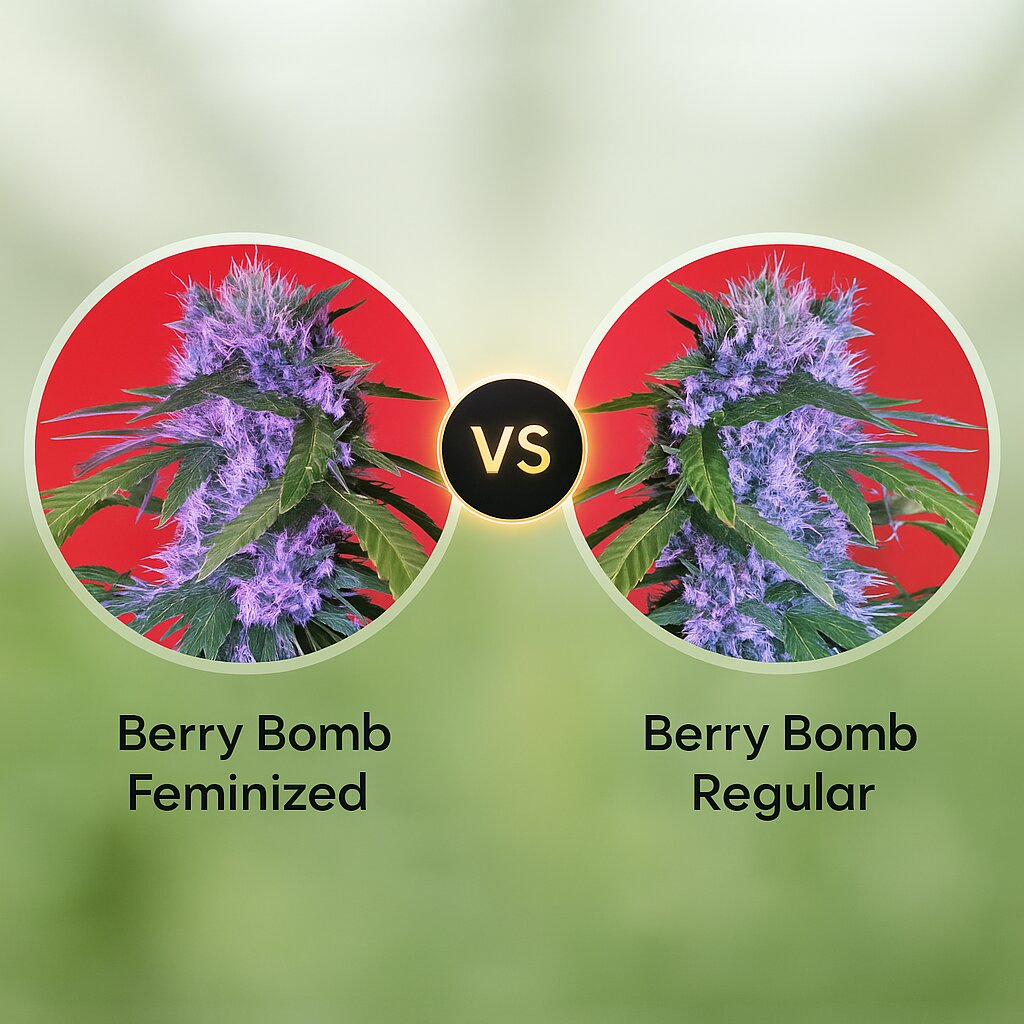 Berry Bomb (Bomb Seeds) vs Berry Bomb Regular (Bomb Seeds) cannabis seeds comparison