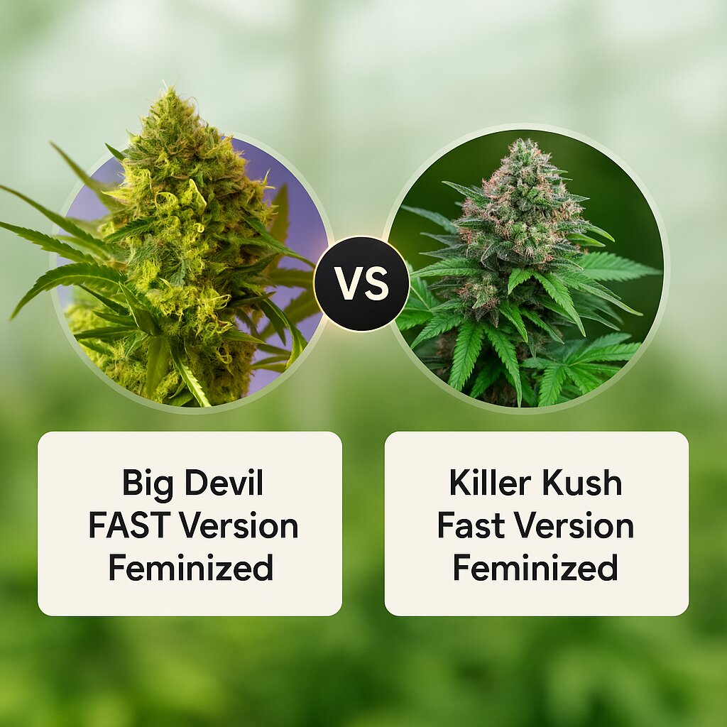 Big Devil FAST Version (Sweet Seeds) vs Killer Kush Fast Version (Sweet Seeds) cannabis seeds comparison