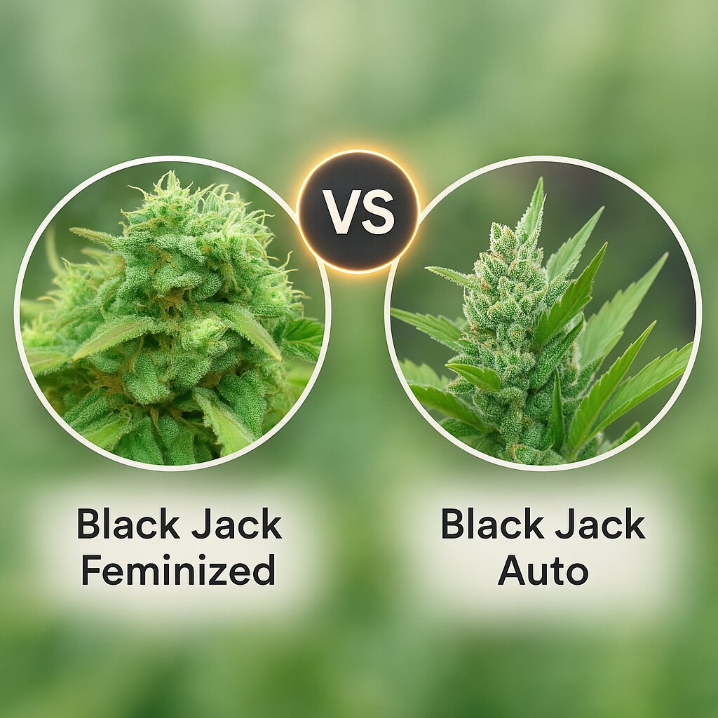 Black Jack (Nirvana Seeds) vs Black Jack Auto (Sweet Seeds) cannabis seeds comparison