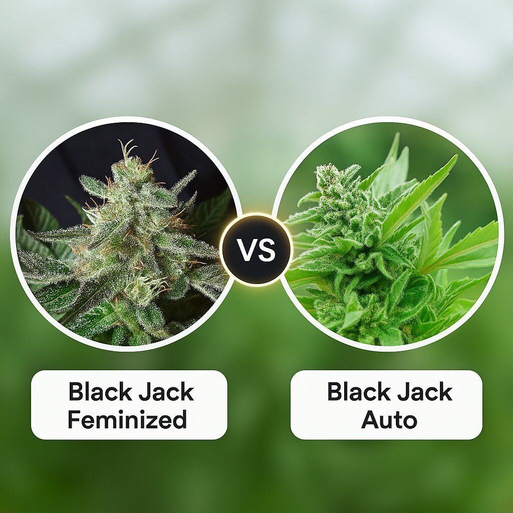 Black Jack (Sweet Seeds) vs Black Jack Auto (Sweet Seeds) cannabis seeds comparison