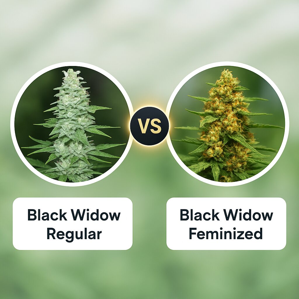 Black Widow (Mr Nice Seedbank) vs Black Widow (Positronics) cannabis seeds comparison