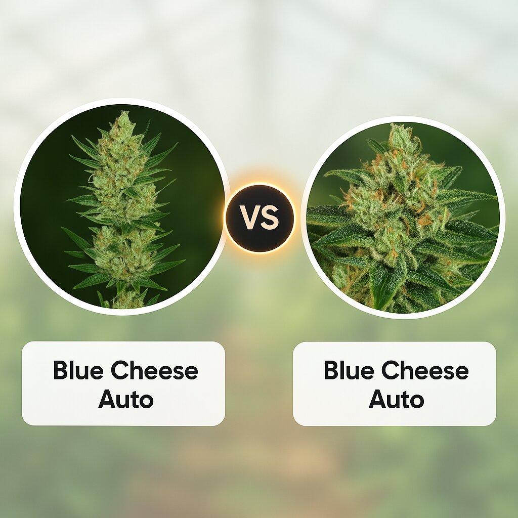Blue Cheese Auto (Barneys Farm) vs Blue Cheese Auto (Big Buddha Seeds) cannabis seeds comparison