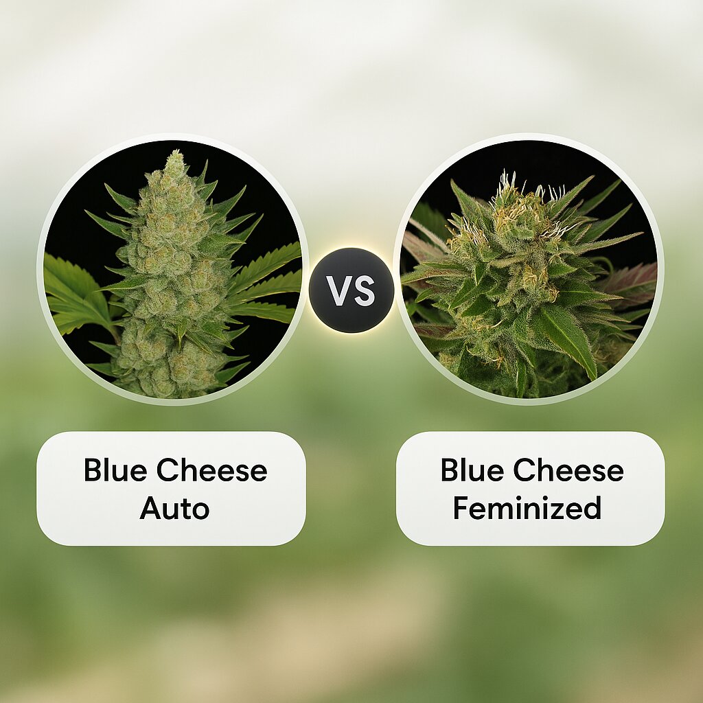 Blue Cheese Auto (Barneys Farm) vs Blue Cheese (DinaFem Seeds) cannabis seeds comparison