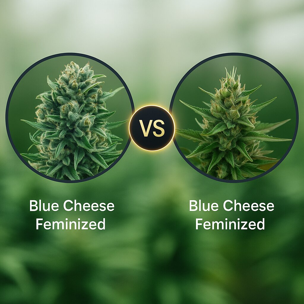 Blue Cheese (Royal Queen Seeds) vs Blue Cheese (DinaFem Seeds) cannabis seeds comparison