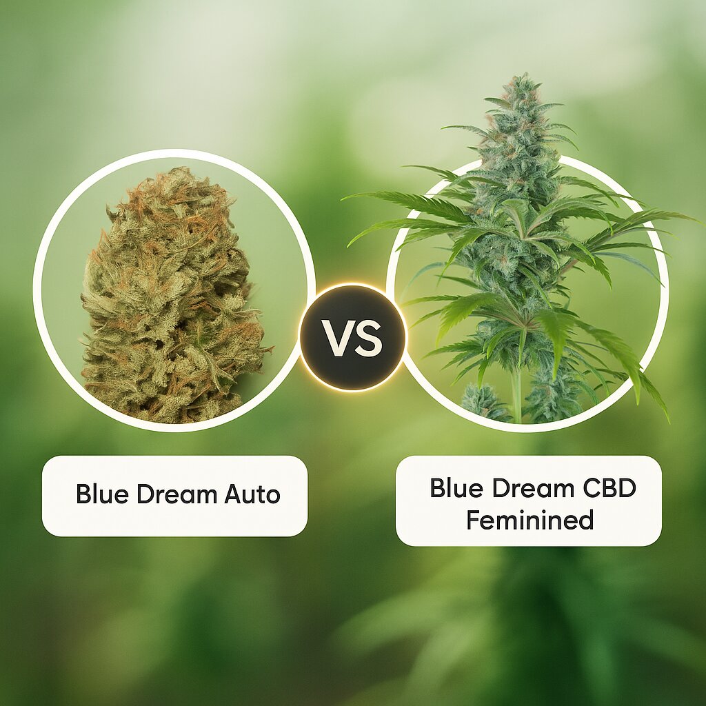 Blue Dream Auto (Humboldt Seed Organization) vs Blue Dream CBD (Humboldt Seed Organization) cannabis seeds comparison