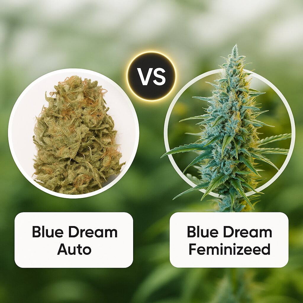 Blue Dream Auto (Humboldt Seed Organization) vs Blue Dream (Humboldt Seed Organization) cannabis seeds comparison