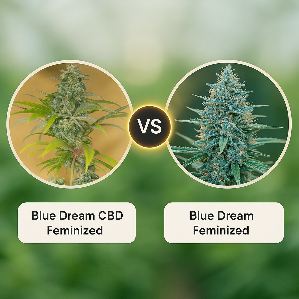 Blue Dream CBD (Humboldt Seed Organization) vs Blue Dream (Humboldt Seed Organization) cannabis seeds comparison
