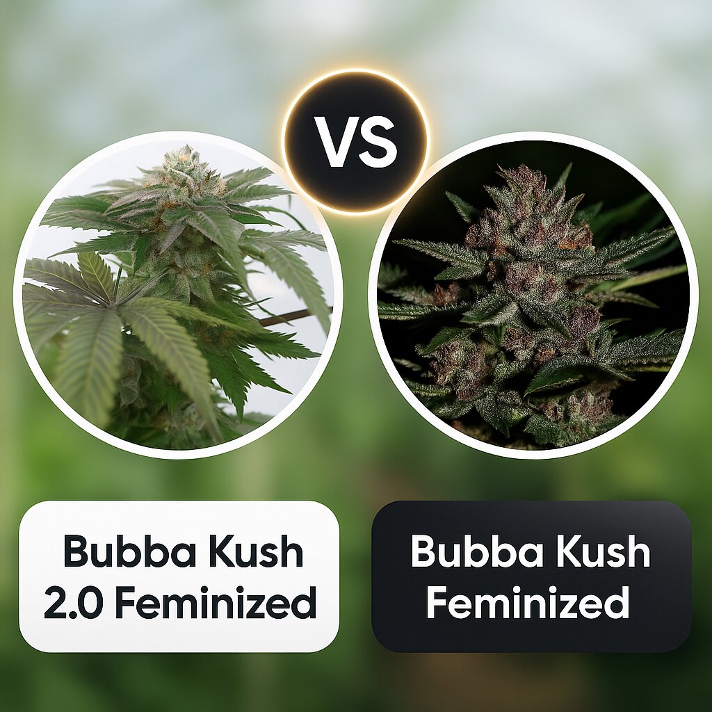 Bubba Kush 2.0 (Humboldt Seed Organization) vs Bubba Kush (Greenhouse Seed Co) cannabis seeds comparison