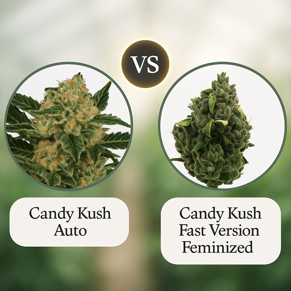Candy Kush (Auto Seeds) vs Candy Kush Fast Version (Royal Queen Seeds) cannabis seeds comparison