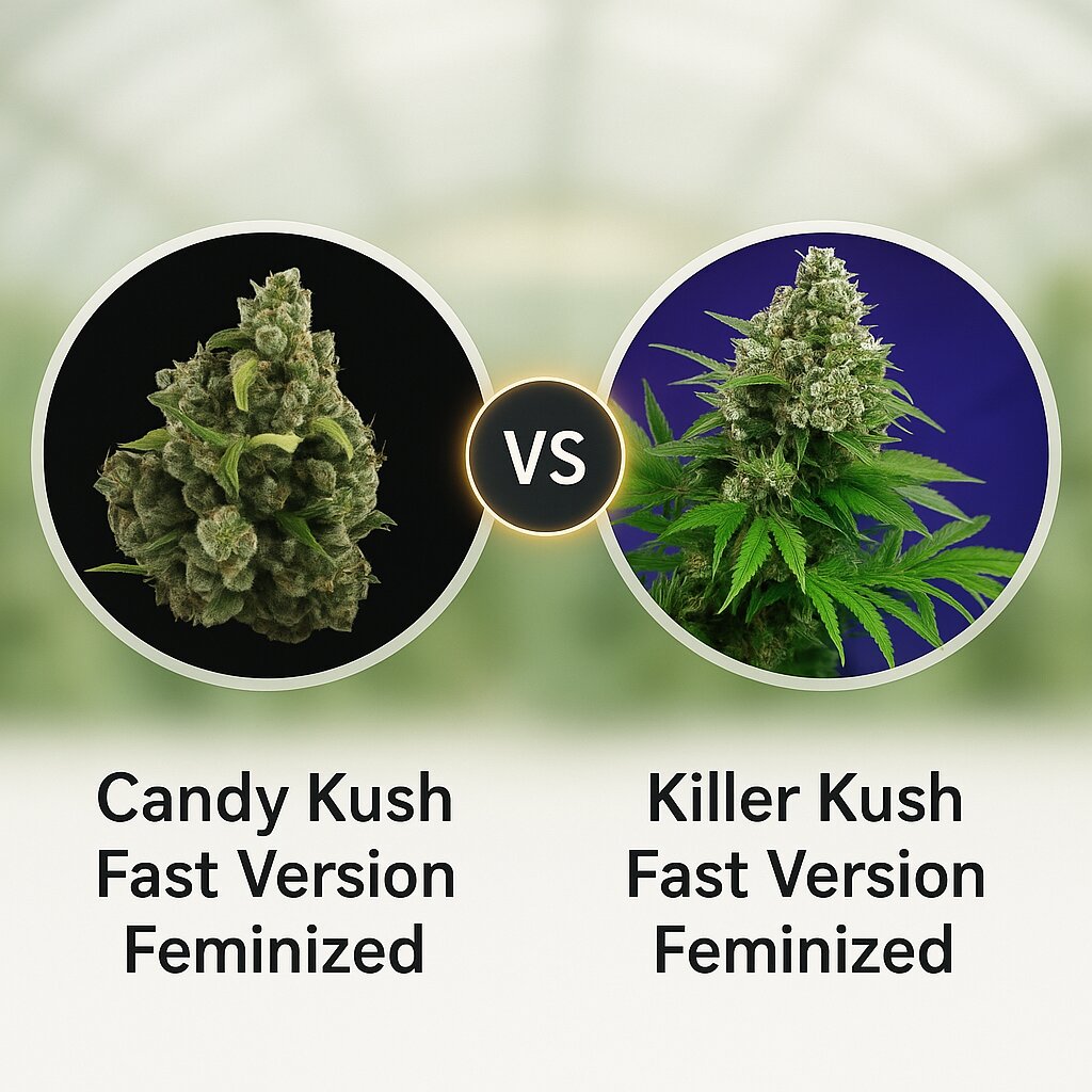 Candy Kush Fast Version (Royal Queen Seeds) vs Killer Kush Fast Version (Sweet Seeds) cannabis seeds comparison