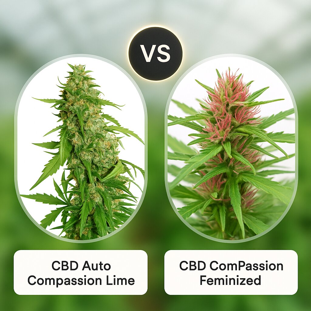 CBD Auto Compassion Lime (Dutch Passion) vs CBD ComPassion (Dutch Passion) cannabis seeds comparison
