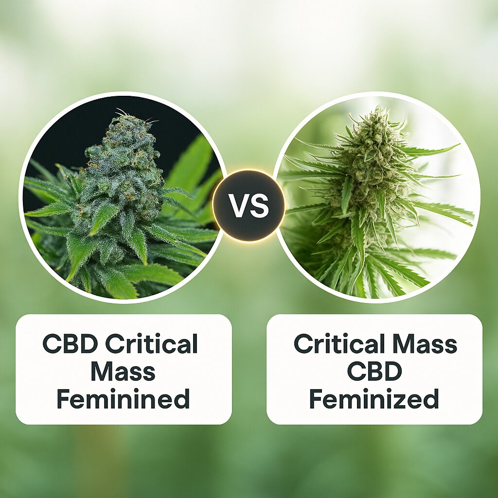 CBD Critical Mass (CBD Crew) vs Critical Mass CBD (DinaFem Seeds) cannabis seeds comparison