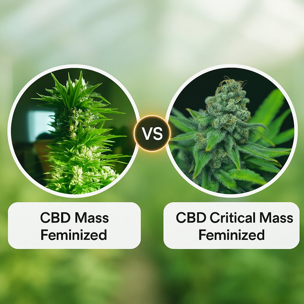 CBD Mass (Advanced Genetics Seeds) vs CBD Critical Mass (CBD Crew) cannabis seeds comparison