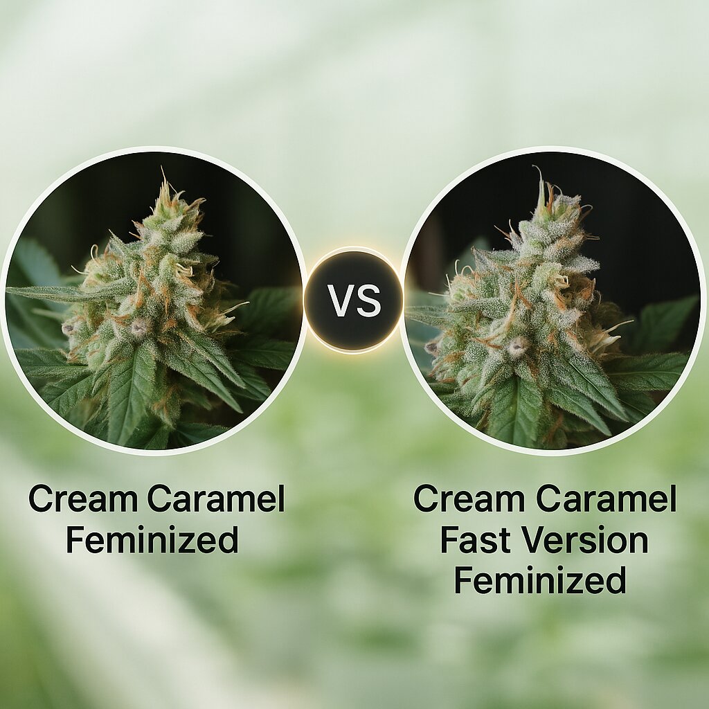 Cream Caramel (Sweet Seeds) vs Cream Caramel Fast Version (Sweet Seeds) cannabis seeds comparison