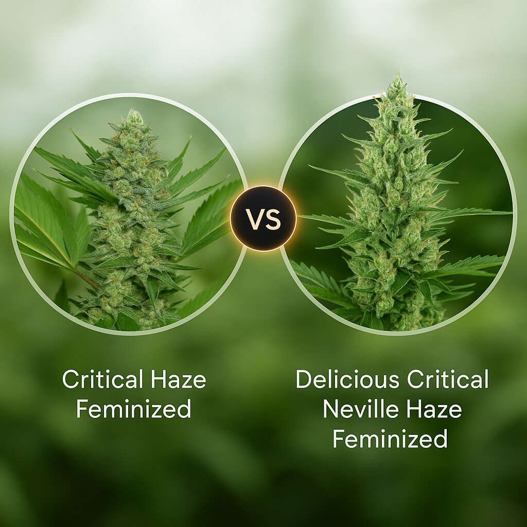 Critical Haze (Resin Seeds) vs Delicious Critical Neville Haze (Delicious Seeds) cannabis seeds comparison