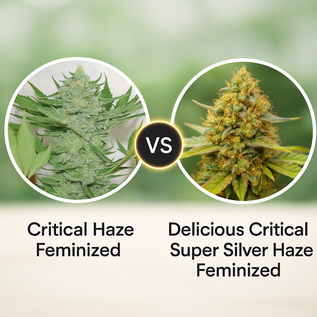 Critical Haze (Resin Seeds) vs Delicious Critical Super Silver Haze (Delicious Seeds) cannabis seeds comparison