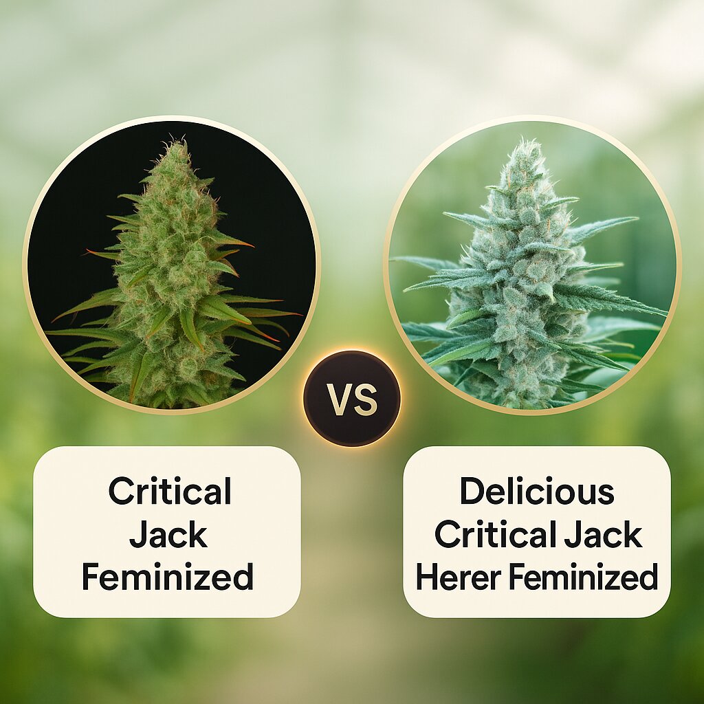 Critical Jack (DinaFem Seeds) vs Delicious Critical Jack Herer (Delicious Seeds) cannabis seeds comparison