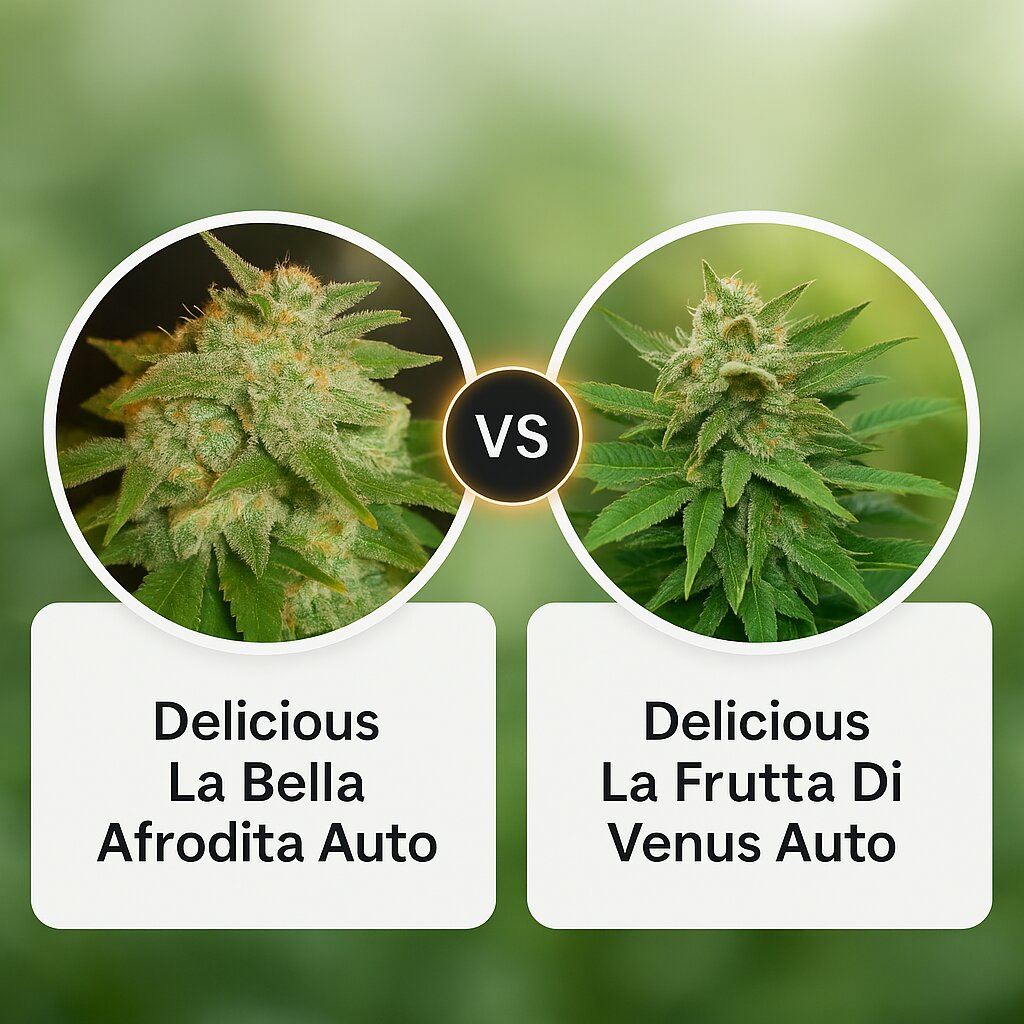 Delicious La Bella Afrodita Auto (Delicious Seeds) vs Delicious La Frutta Di Venus Auto (Delicious Seeds) cannabis seeds comparison