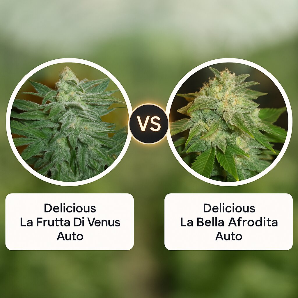 Delicious La Frutta Di Venus Auto (Delicious Seeds) vs Delicious La Bella Afrodita Auto (Delicious Seeds) cannabis seeds comparison