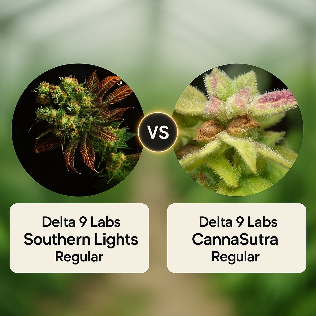 Delta 9 Labs Southern Lights (Delta 9 Labs) vs Delta 9 Labs CannaSutra (Delta 9 Labs) cannabis seeds comparison