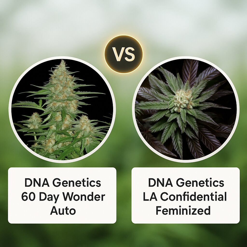 DNA Genetics 60 Day Wonder (DNA Genetics) vs DNA Genetics LA Confidential (DNA Genetics) cannabis seeds comparison