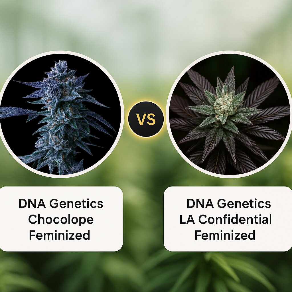 DNA Genetics Chocolope (DNA Genetics) vs DNA Genetics LA Confidential (DNA Genetics) cannabis seeds comparison