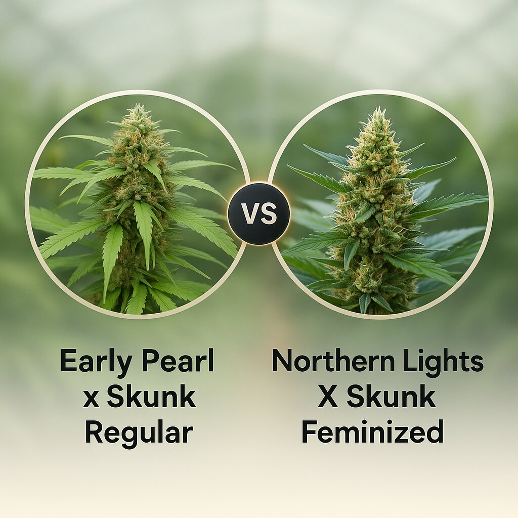 Early Pearl x Skunk (Mr Nice Seedbank) vs Northern Lights X Skunk (G13 Labs) cannabis seeds comparison