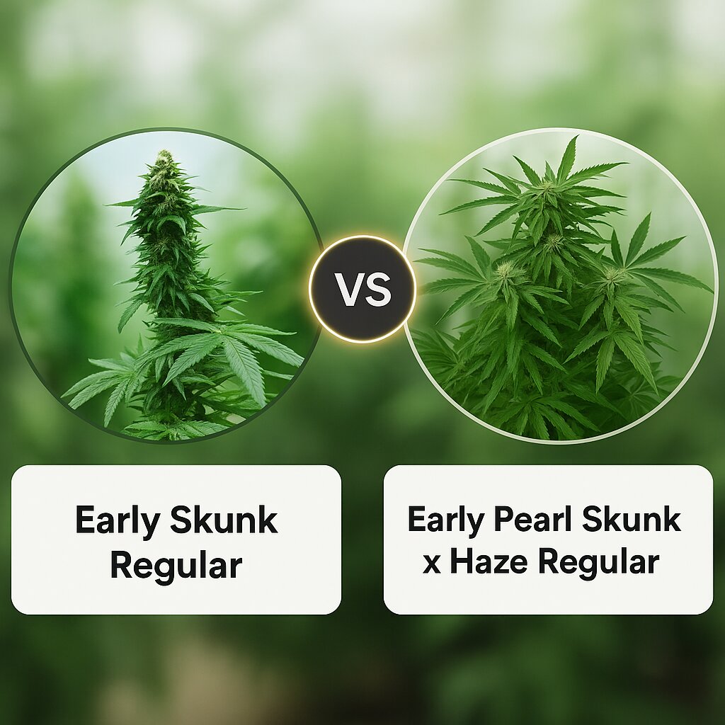 Early Skunk (Sensi Seeds) vs Early Pearl Skunk x Haze (Mr Nice Seedbank) cannabis seeds comparison