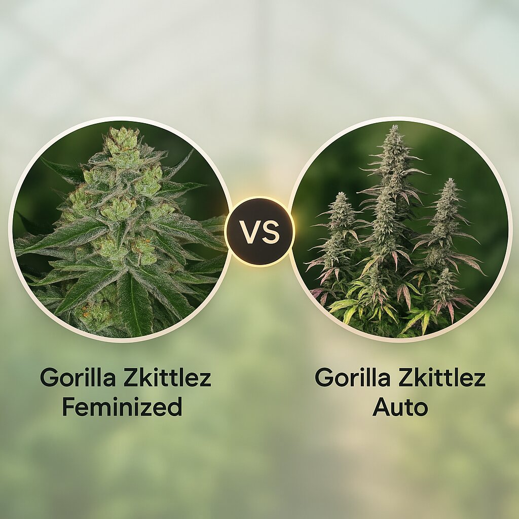 Gorilla Zkittlez (Barneys Farm) vs Gorilla Zkittlez Auto (FastBuds) cannabis seeds comparison