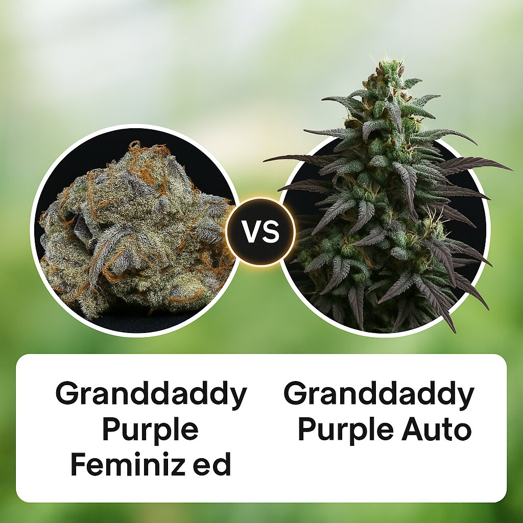 Granddaddy Purple (Bighead Seeds) vs Granddaddy Purple Auto (Royal Queen Seeds) cannabis seeds comparison