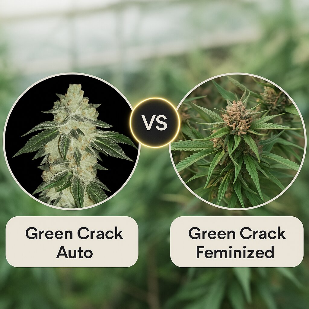 Green Crack Auto (FastBuds) vs Green Crack (SickMeds Seeds) cannabis seeds comparison