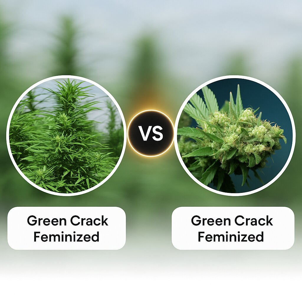 Green Crack (Humboldt Seed Organization) vs Green Crack Feminized  (Cali Weed) cannabis seeds comparison