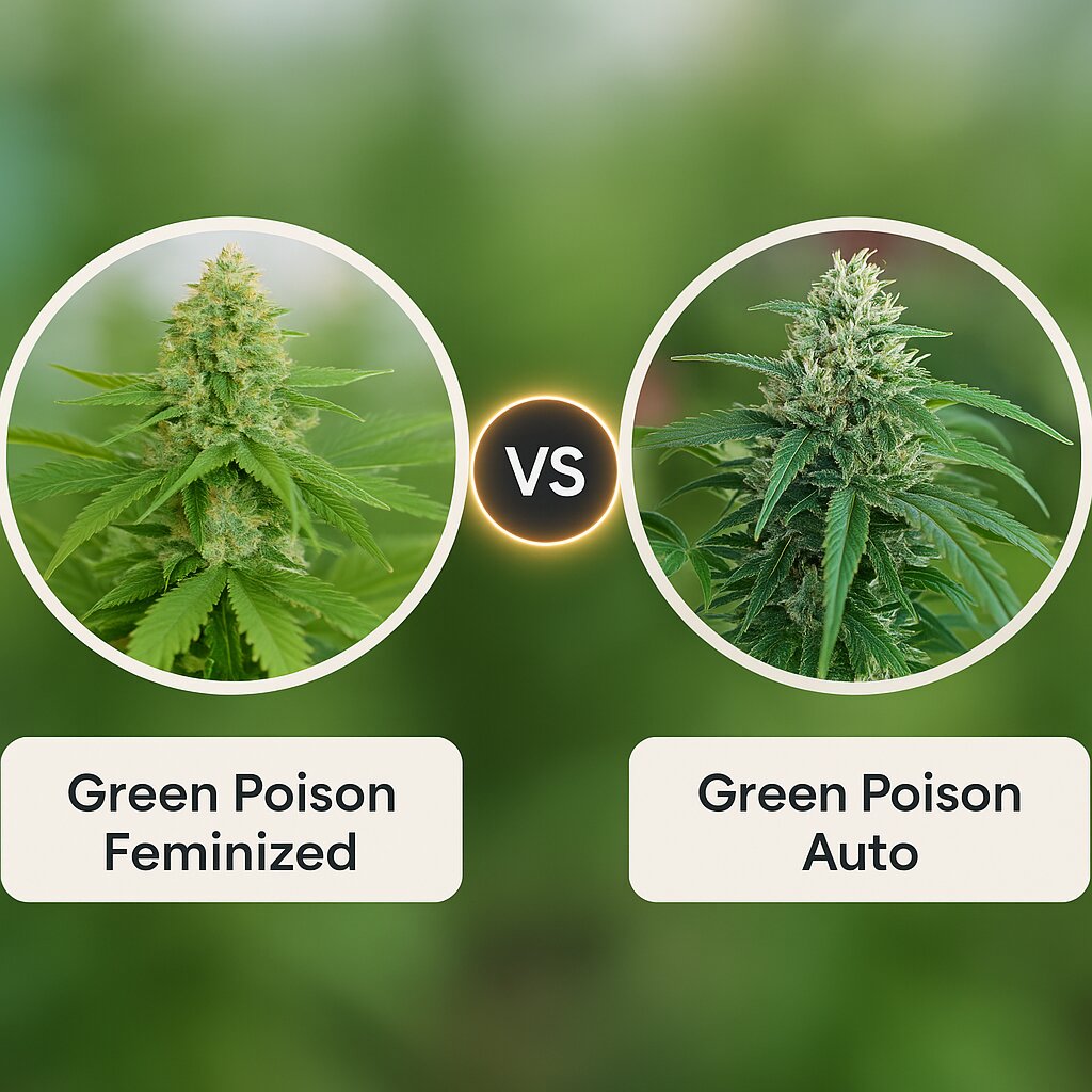 Green Poison (Sweet Seeds) vs Green Poison Auto (Sweet Seeds) cannabis seeds comparison