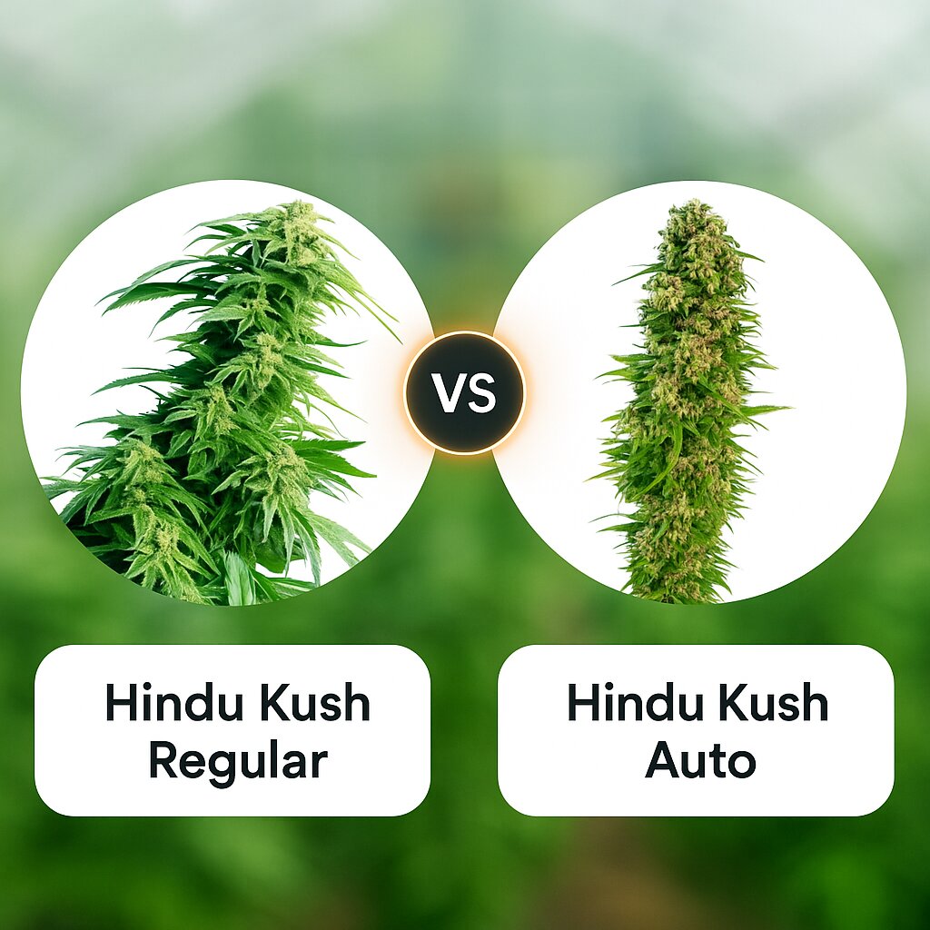 Hindu Kush (Seedsman) vs Hindu Kush Auto (Sensi Seeds) cannabis seeds comparison