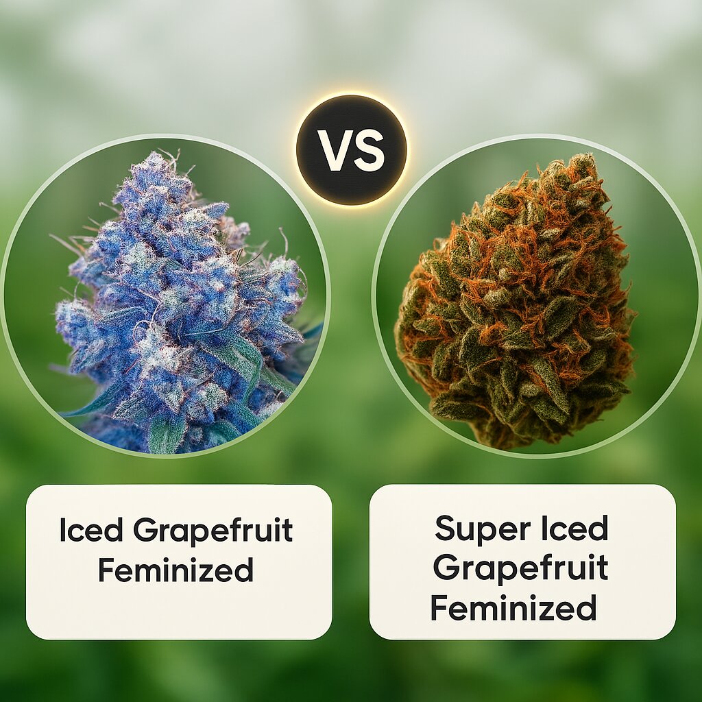 Iced Grapefruit (Female Seeds) vs Super Iced Grapefruit (Tyrol Seeds) cannabis seeds comparison