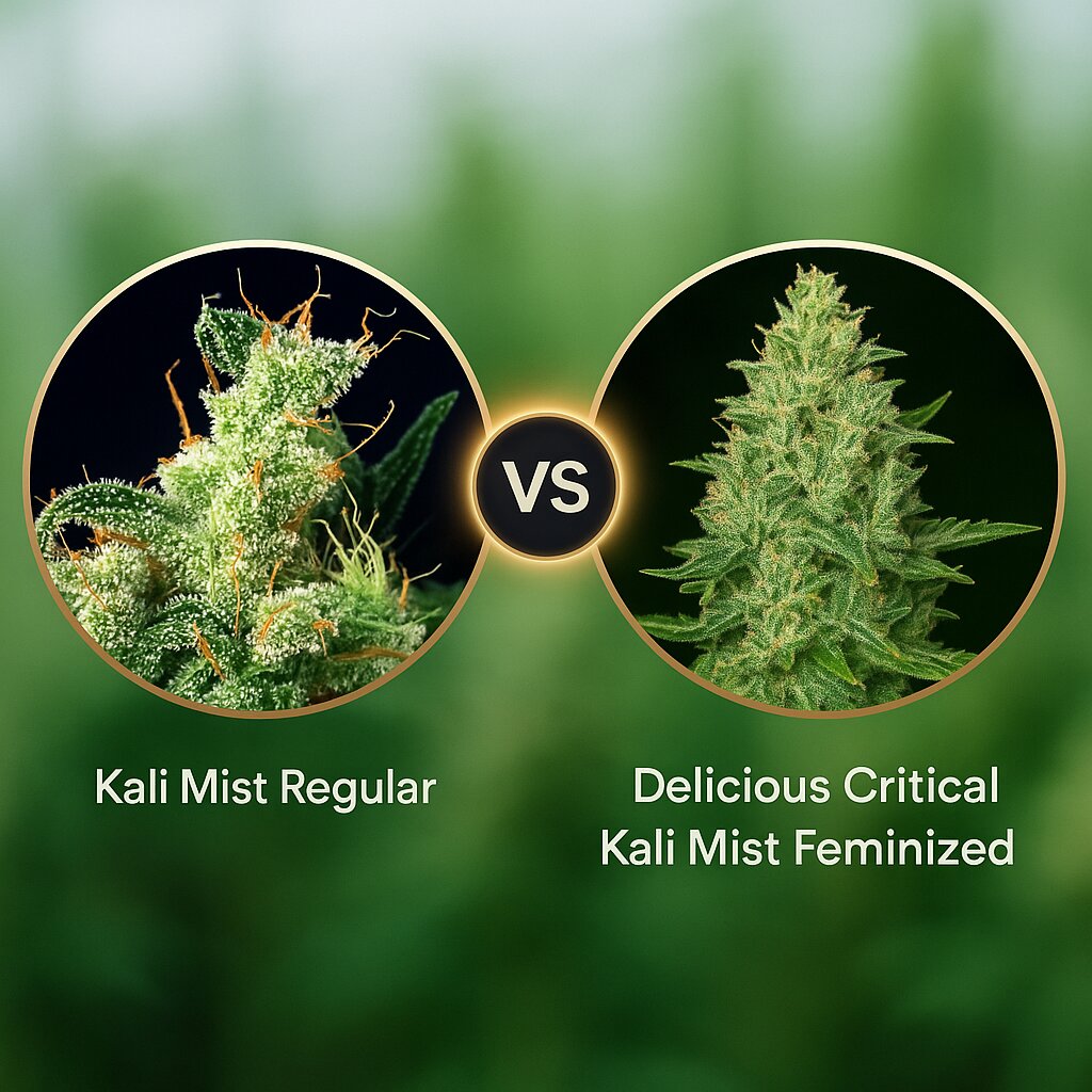 Kali Mist (Serious Seeds) vs Delicious Critical Kali Mist (Delicious Seeds) cannabis seeds comparison