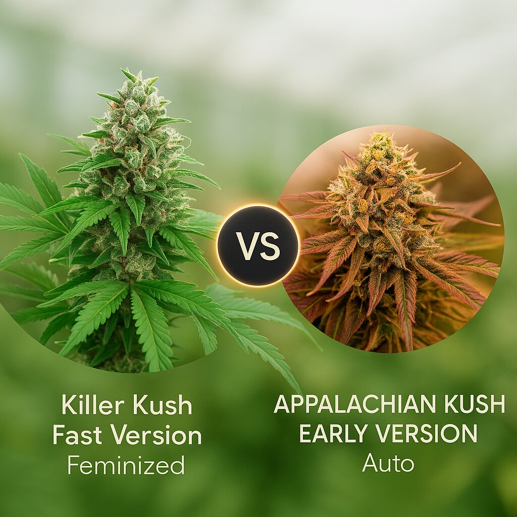 Killer Kush Fast Version (Sweet Seeds) vs APPALACHIAN KUSH EARLY VERSION (World of Seeds) cannabis seeds comparison