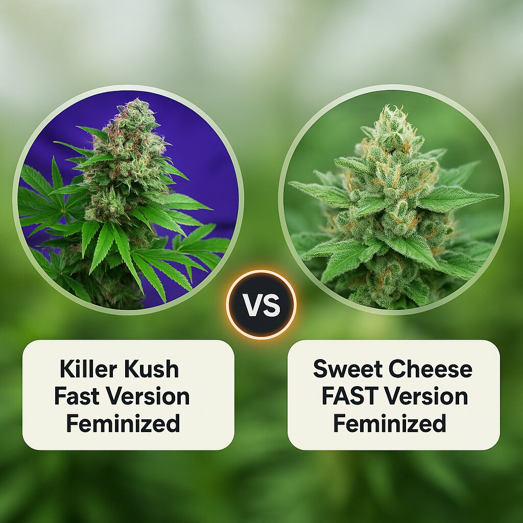 Killer Kush Fast Version (Sweet Seeds) vs Sweet Cheese FAST Version (Sweet Seeds) cannabis seeds comparison