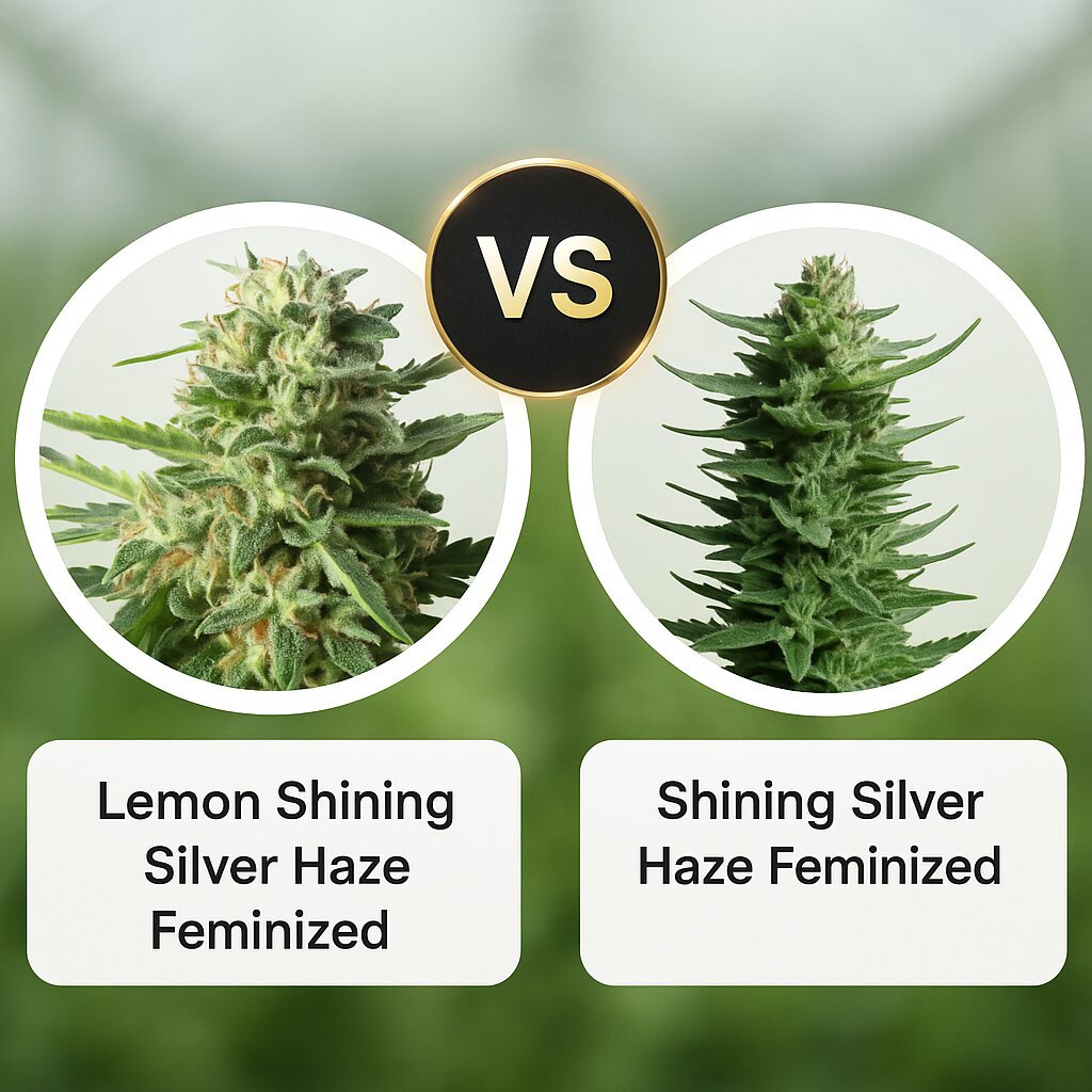 Lemon Shining Silver Haze (Royal Queen Seeds) vs Shining Silver Haze (Royal Queen Seeds) cannabis seeds comparison